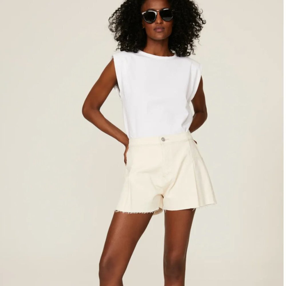Hudson Eva pleated high waisted raw hem shorts
